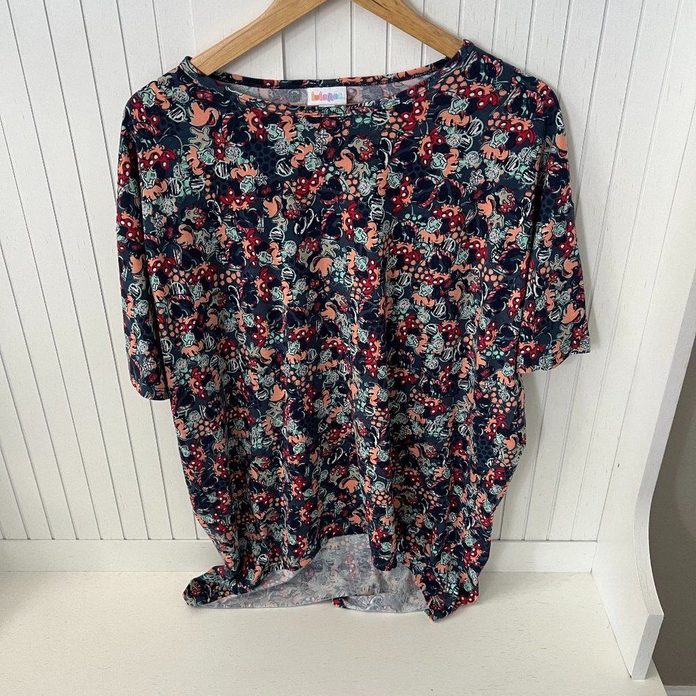LulaRoe Disney Minnie Mouse Womens Navy Blue Short Sleeve Tunic Top Shirt XS